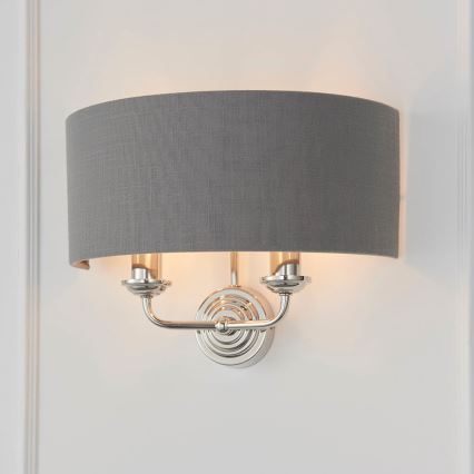 Endon 94406 - Wandleuchte HIGHCLERE 2xE14/40W/230V dunkelgrau/glänzendes Chrom