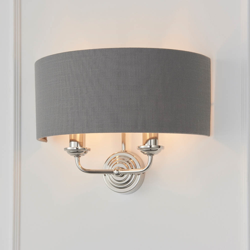 Endon 94406 - Wandleuchte HIGHCLERE 2xE14/40W/230V dunkelgrau/glänzendes Chrom