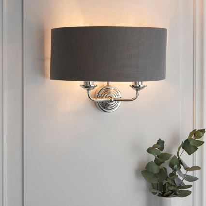 Endon 94406 - Wandleuchte HIGHCLERE 2xE14/40W/230V dunkelgrau/glänzendes Chrom