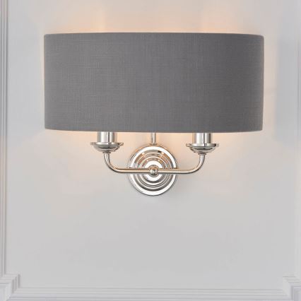Endon 94406 - Wandleuchte HIGHCLERE 2xE14/40W/230V dunkelgrau/glänzendes Chrom