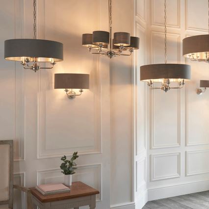 Endon 94406 - Wandleuchte HIGHCLERE 2xE14/40W/230V dunkelgrau/glänzendes Chrom