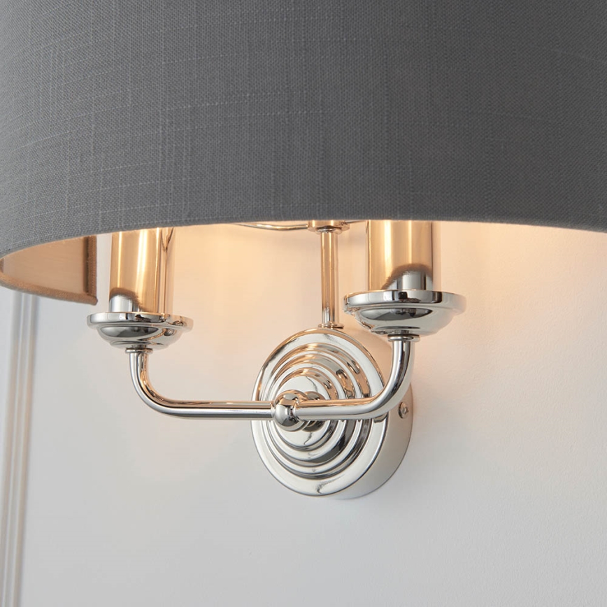 Endon 94406 - Wandleuchte HIGHCLERE 2xE14/40W/230V dunkelgrau/glänzendes Chrom