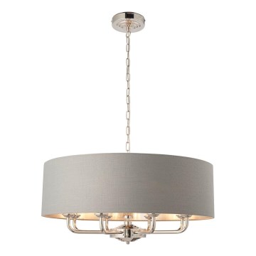 Endon 94415 - Hängeleuchte an Kette HIGHCLERE 8xE14/40W/230V grau/glänzendes Chrom d 70 cm
