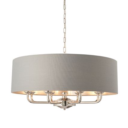 Endon 94415 - Hängeleuchte an Kette HIGHCLERE 8xE14/40W/230V grau/glänzendes Chrom d 70 cm