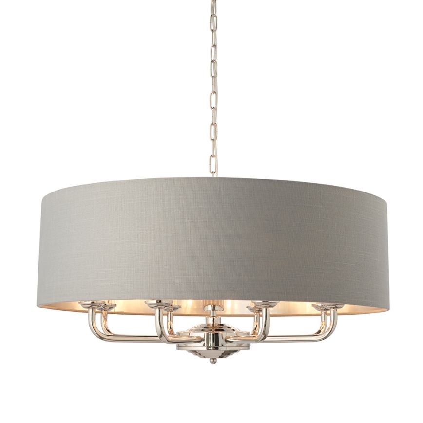 Endon 94415 - Hängeleuchte an Kette HIGHCLERE 8xE14/40W/230V grau/glänzendes Chrom d 70 cm