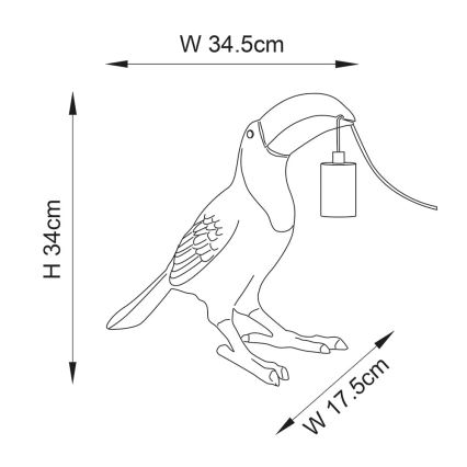 Endon 95077 - Tischleuchte TOCO TOUCAN 1xE27/10W/230V golden