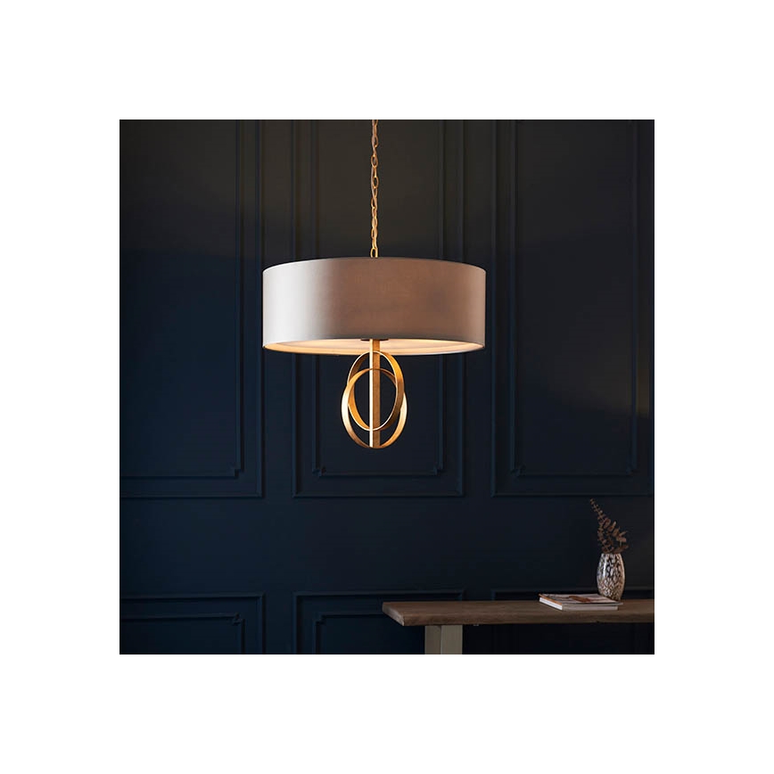 Endon 95211 - Eleganter Kronleuchter mit Kette, 5xE27/10W/230V, Durchmesser 70 cm, Grau/Messing