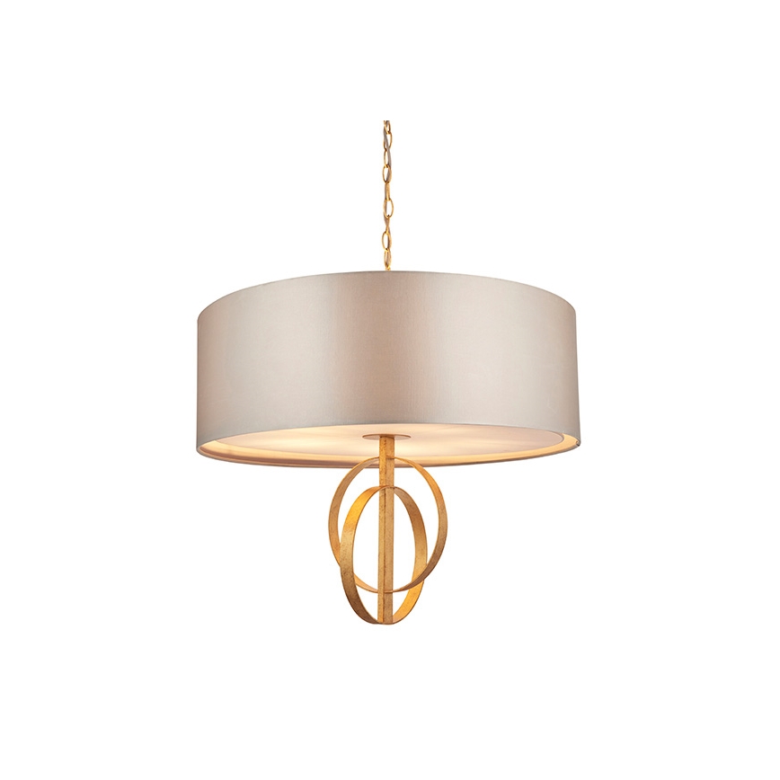 Endon 95211 - Eleganter Kronleuchter mit Kette, 5xE27/10W/230V, Durchmesser 70 cm, Grau/Messing