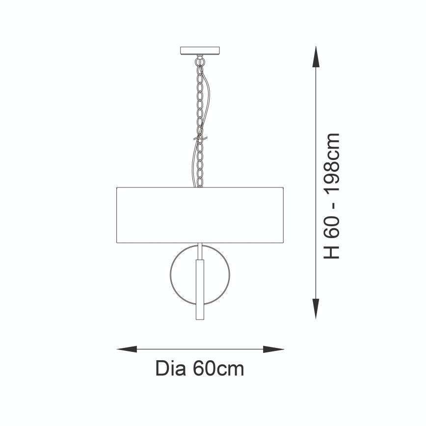Endon 95212 - Kronleuchter an Kette 3xE27/10W/230V Ø 60 cm grau/messing