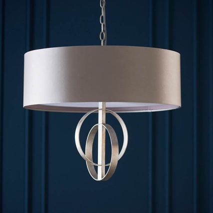 Endon 95215 - Kronleuchter an Kette, 5×E27 (je 10 W), 230 V, Ø 70 cm, grau