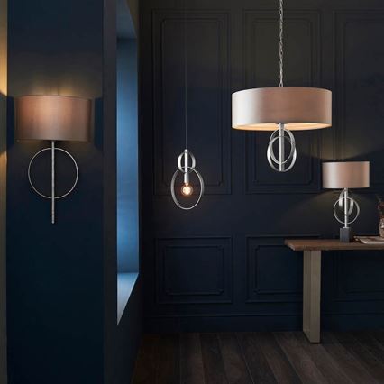 Endon 95215 - Kronleuchter an Kette, 5×E27 (je 10 W), 230 V, Ø 70 cm, grau