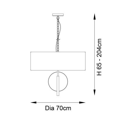 Endon 95219 - Kronleuchter mit Kette 5xE27/10W/230V, Ø 70 cm, blau/messing