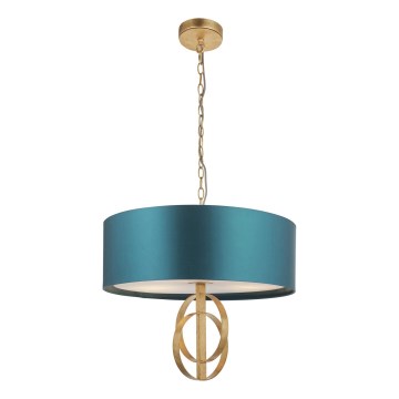Endon 95220 - Kronleuchter an Kette 3xE27/10W/230V Ø 60 cm blau/messing
