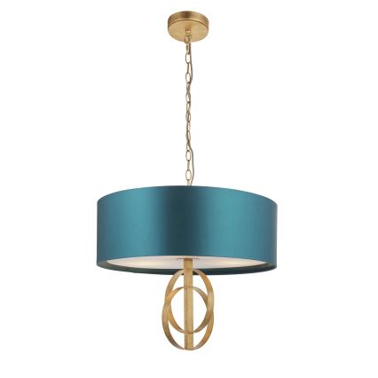 Endon 95220 - Kronleuchter an Kette 3xE27/10W/230V Ø 60 cm blau/messing