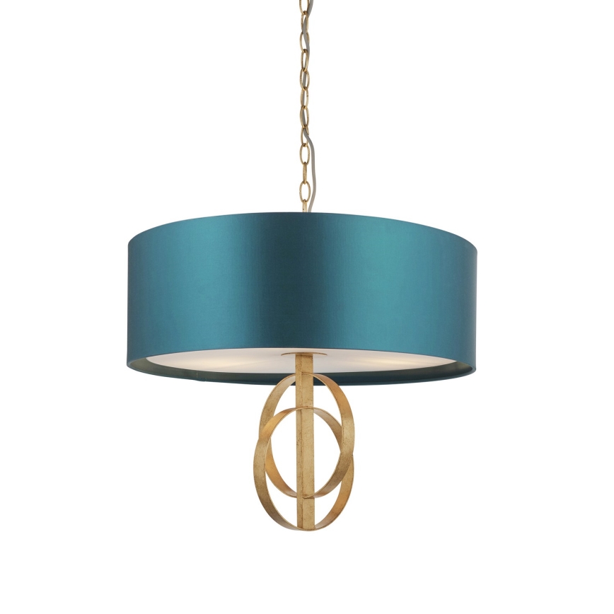 Endon 95220 - Kronleuchter an Kette 3xE27/10W/230V Ø 60 cm blau/messing