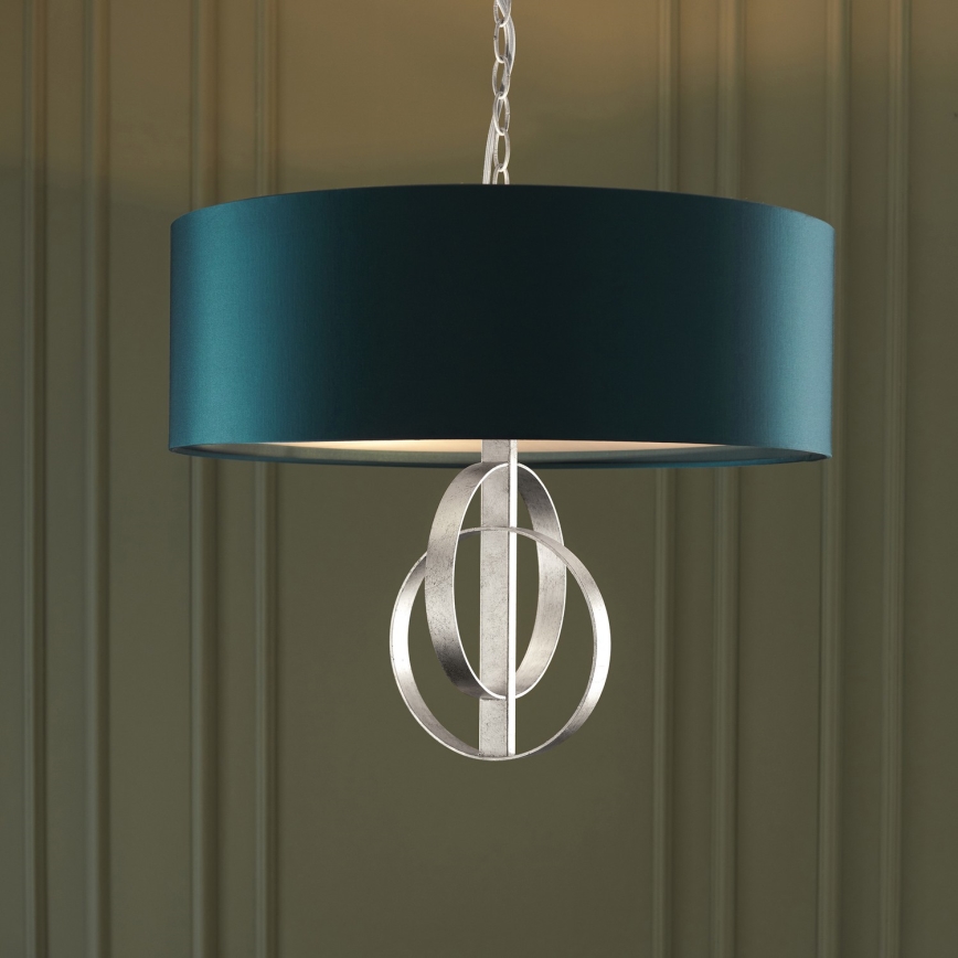 Endon 95224 - Pendelleuchte mit Kette, 3×E27, 10 W/230 V, Ø 60 cm, blau/grau