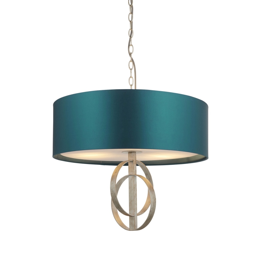 Endon 95224 - Pendelleuchte mit Kette, 3×E27, 10 W/230 V, Ø 60 cm, blau/grau