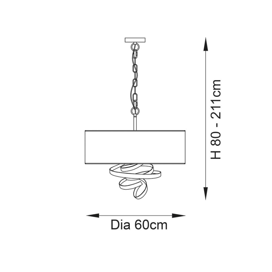 Endon 95268 - Kronleuchter an Kette 3xE14/6W/230V Ø 60 cm weiß/Messing