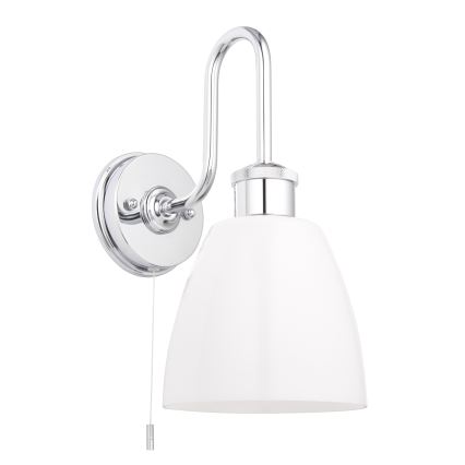 Endon 95506 - Badezimmer-Wandleuchte PIPER 1xE27/10W/230V IP44 glänzender Chrom/weiß