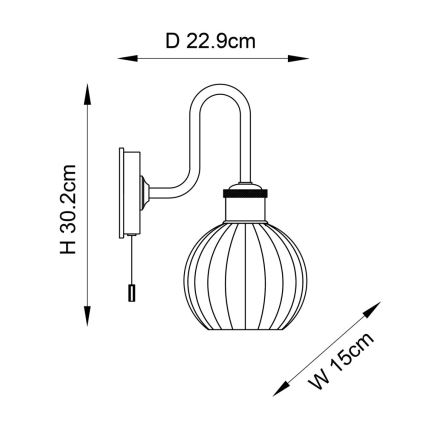 Endon 95507 - Badezimmer-Wandleuchte KENDALL 1xE27/10W/230V IP44 Messing