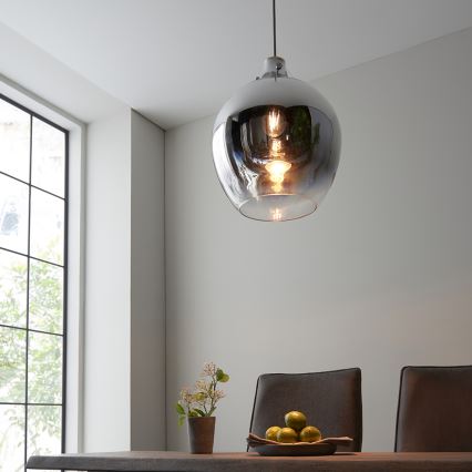 Endon 96442 - Hängeleuchte PANTHER 1xE27/10W/230V glänzendes Chrom/rauchig