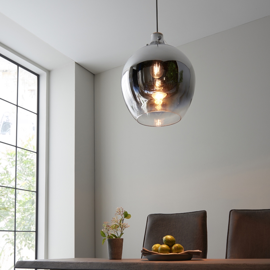 Endon 96442 - Hängeleuchte PANTHER 1xE27/10W/230V glänzendes Chrom/rauchig