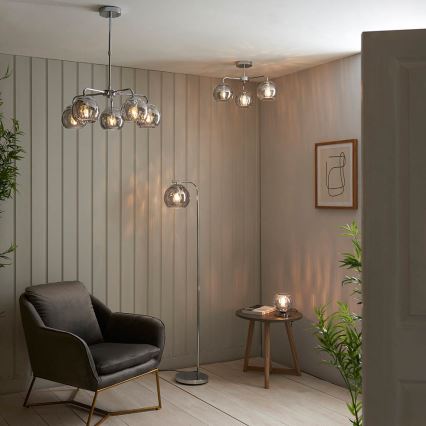 Endon 97971 - Aufgesetzte Deckenleuchte DIMPLE 3xE14/25W/230V glänzender Chrom/rauchgrau