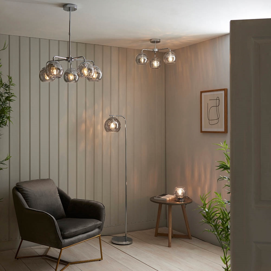 Endon 97971 - Aufgesetzte Deckenleuchte DIMPLE 3xE14/25W/230V glänzender Chrom/rauchgrau