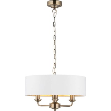 Endon 98934 - Hängeleuchte an Kette HIGHCLERE 3xE14/40W/230V weiß/Messing