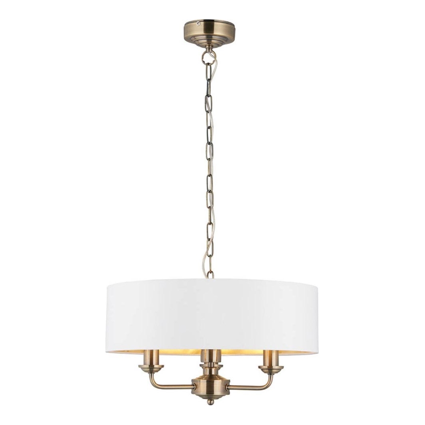 Endon 98934 - Hängeleuchte an Kette HIGHCLERE 3xE14/40W/230V weiß/Messing