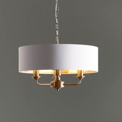 Endon 98934 - Hängeleuchte an Kette HIGHCLERE 3xE14/40W/230V weiß/Messing