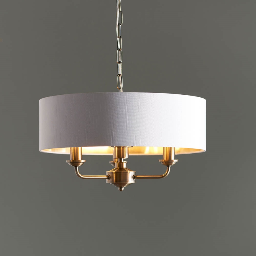 Endon 98934 - Hängeleuchte an Kette HIGHCLERE 3xE14/40W/230V weiß/Messing