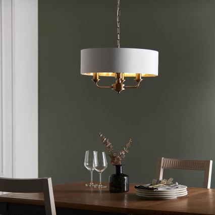 Endon 98934 - Hängeleuchte an Kette HIGHCLERE 3xE14/40W/230V weiß/Messing