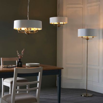 Endon 98934 - Hängeleuchte an Kette HIGHCLERE 3xE14/40W/230V weiß/Messing