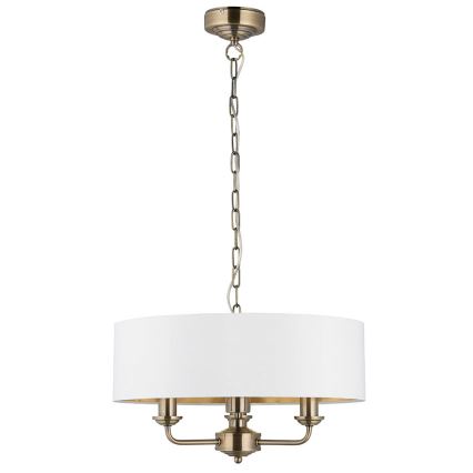 Endon 98934 - Hängeleuchte an Kette HIGHCLERE 3xE14/40W/230V weiß/Messing