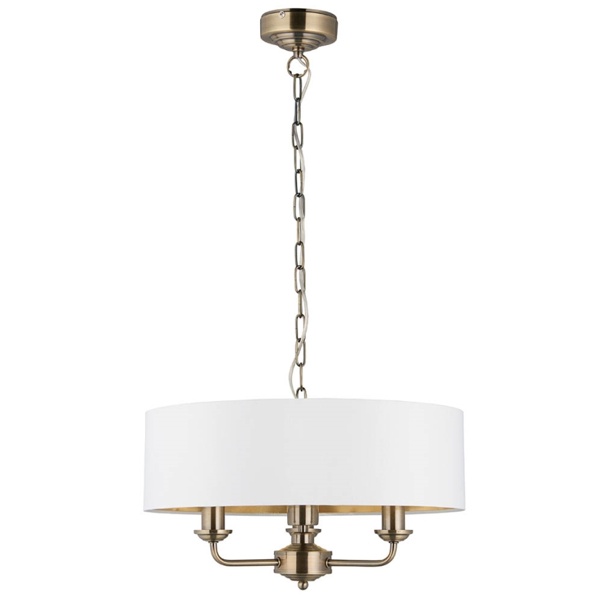 Endon 98934 - Hängeleuchte an Kette HIGHCLERE 3xE14/40W/230V weiß/Messing