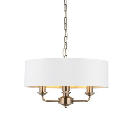 Endon 98934 - Hängeleuchte an Kette HIGHCLERE 3xE14/40W/230V weiß/Messing