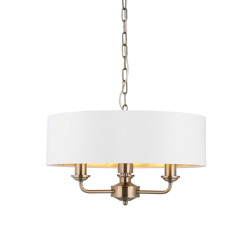 Endon 98934 - Hängeleuchte an Kette HIGHCLERE 3xE14/40W/230V weiß/Messing