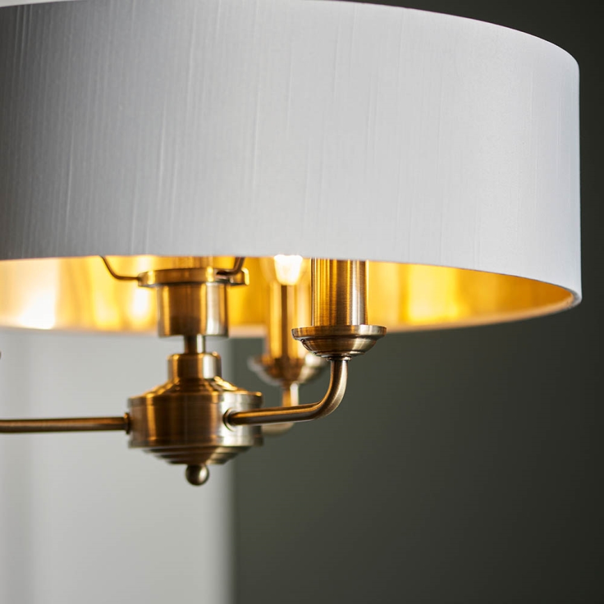 Endon 98934 - Hängeleuchte an Kette HIGHCLERE 3xE14/40W/230V weiß/Messing