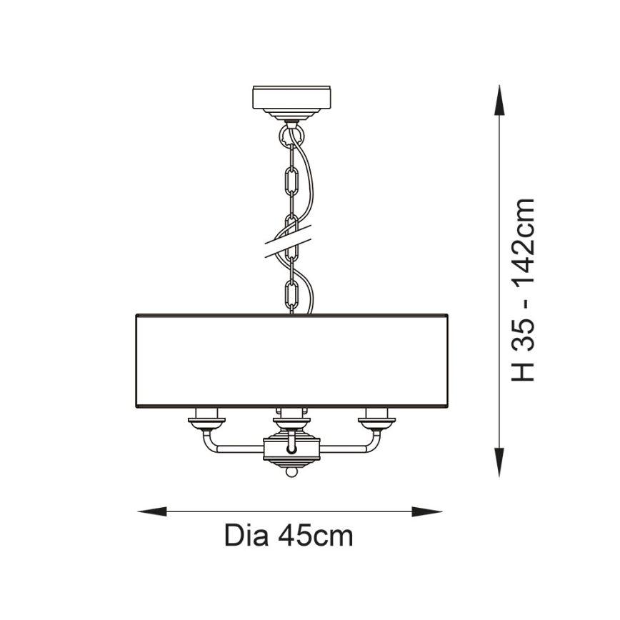 Endon 98934 - Hängeleuchte an Kette HIGHCLERE 3xE14/40W/230V weiß/Messing