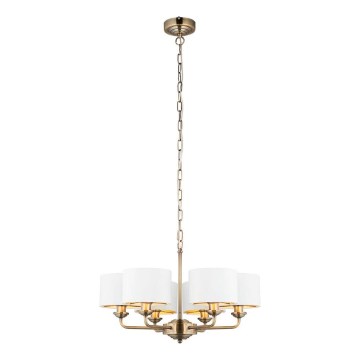 Endon 98936 - Hängeleuchte an Kette HIGHCLERE 6xE14/28W/230V weiß/Messing