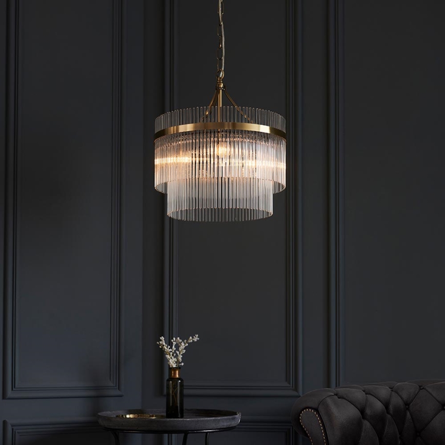 Endon 99167 - Kronleuchter an Kette MARIETTA 3xE14/7W/230V Messing/klar