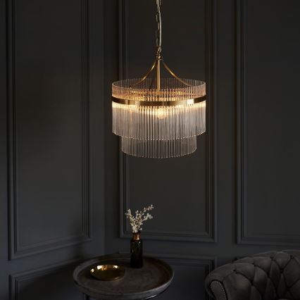 Endon 99167 - Kronleuchter an Kette MARIETTA 3xE14/7W/230V Messing/klar
