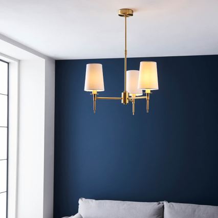 Endon 99456 - Pendelleuchte mit Stange 3xE14/6W/230V gold/weiß