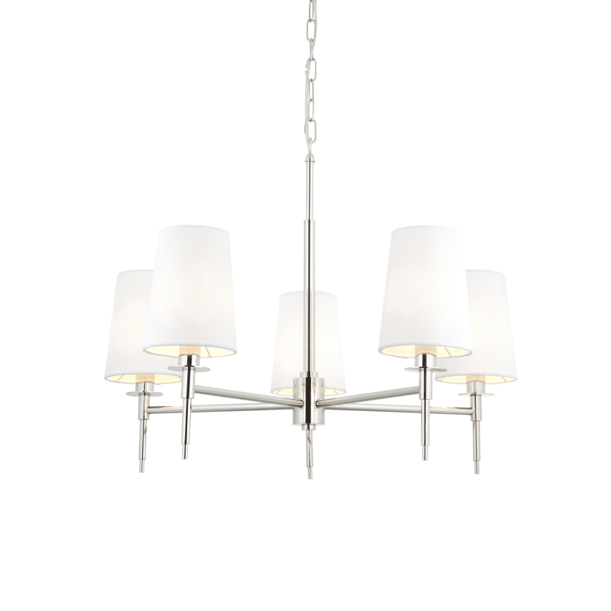 Endon 99457 - Kronleuchter an Kette 5xE14/6W/230V glänzender Chrom/Weiß