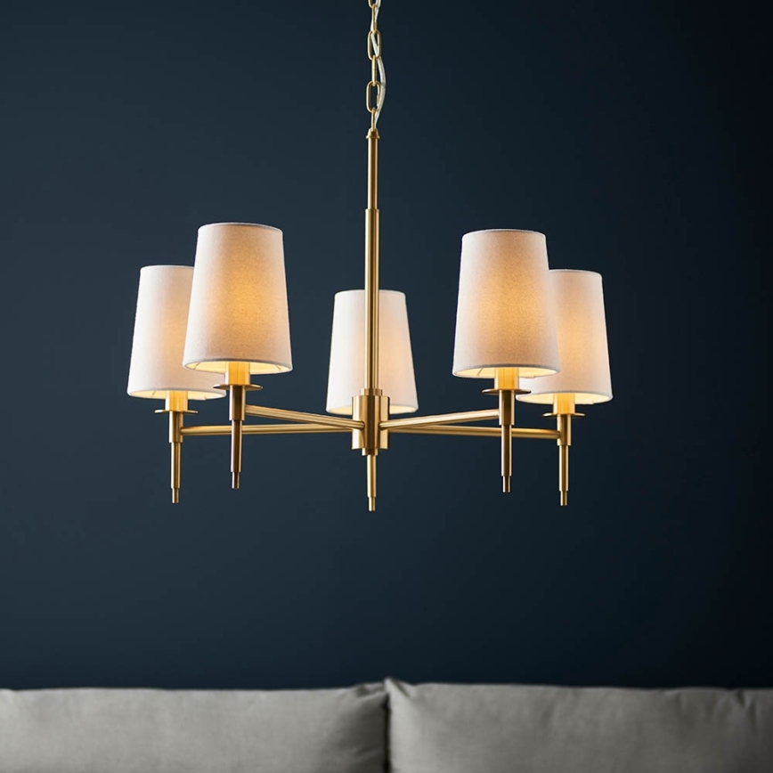 Endon 99458 - Kronleuchter mit Kette 5xE14/6W/230V gold/weiß