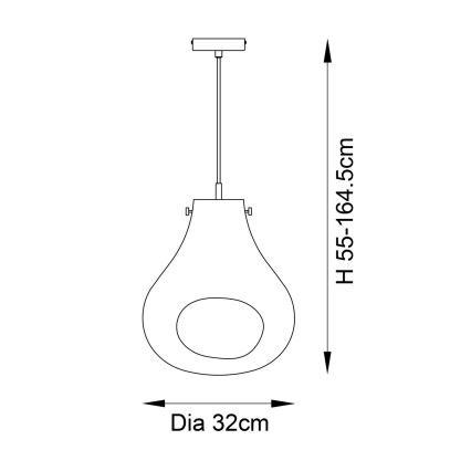 Endon 99788 - Hängeleuchte mit Kabel EUROPA 1xE27/10W/230V rauchschwarz