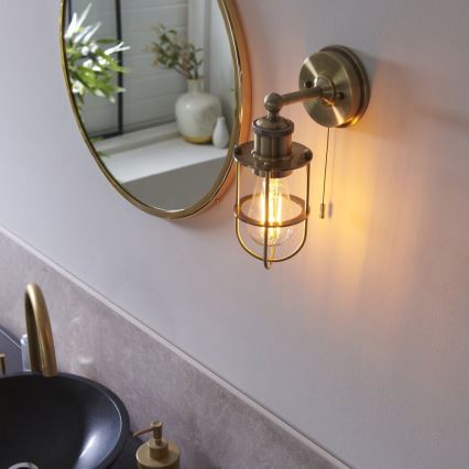Endon 99952 - Badezimmer-Wandleuchte CREW 1xE27/6W/230V IP44 Messing