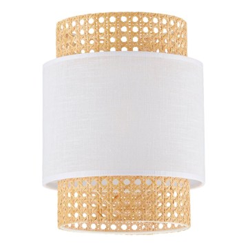 Ersatz-Lampenschirm für Tischlampen und Kronleuchter BOHO, Fassung E27, Ø 20 cm, Rattan/Weiß
