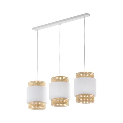 Ersatz-Lampenschirm für Tischlampen und Kronleuchter BOHO, Fassung E27, Ø 20 cm, Rattan/Weiß